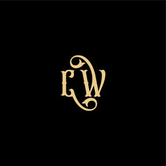 monogram modern logo initial royal concept CW Barock style design letter