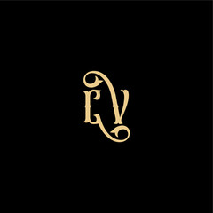 monogram modern logo initial royal concept CV Barock style design letter