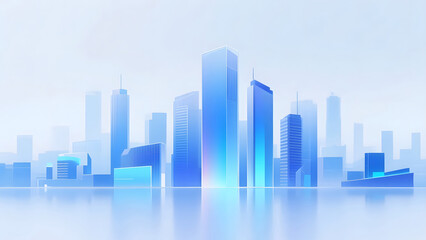 Obraz premium A futuristic blue-glass skyline with a clean aesthetic