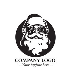 Santa Claus Logo Symbol in Black on White Background for Classic Holiday Branding and Design ArtPlus