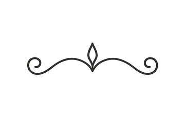 Elegant symmetrical black line art text divider flourish design element