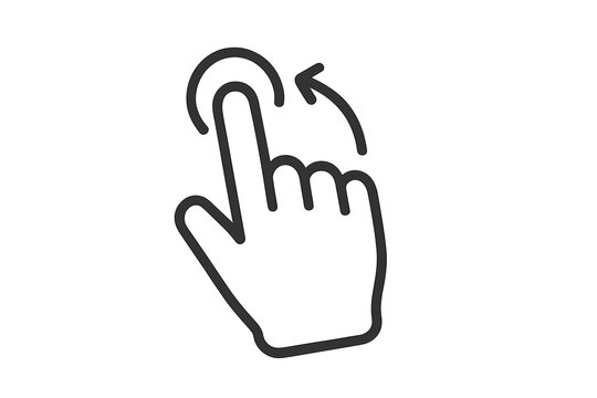Hand performing a swipe left gesture on a touchscreen device interface icon