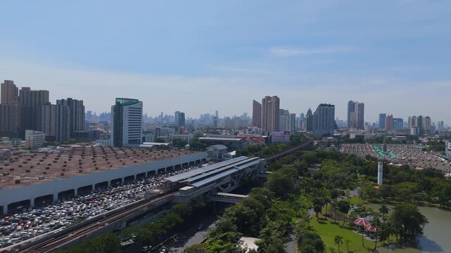 Bangkok Skyline Rising Behind Chatuchak Park from Above