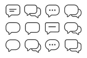 Fototapeta premium Outline speech bubbles and chat boxes collection for digital communication and messaging interfaces