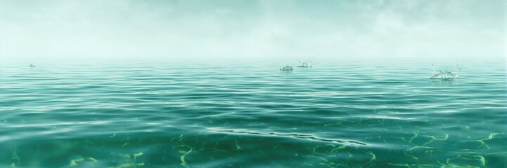 Clear sea with a retro green hue, designed as a background for text or layout use, Earth Day