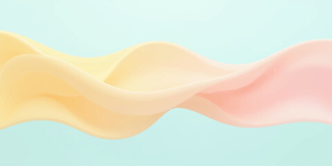 Abstract wavy fabric with soft peach and yellow gradient on blue