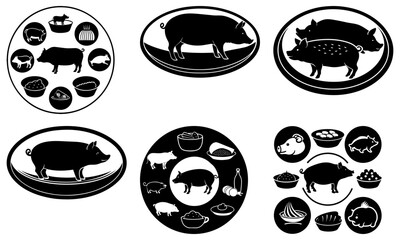 Versatile pig silhouette collection for farm fresh branding and butcher shop design, a vector art set ready for your creative project needs instantly