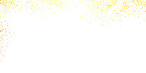 Golden glitter particles, glow border, gold sparkle shimmer isolated on transparent background	