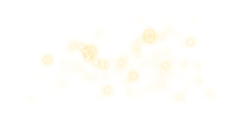 Gold bokeh lights isolated. PNG background with gold sparkles	