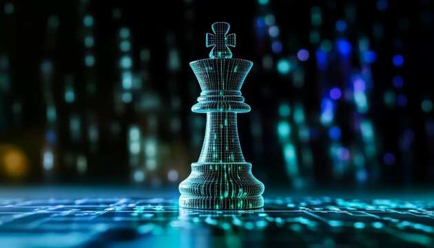 Digital Chess King Strategizing in Cyberspace with Advanced AI and Cybersecurity Solutions