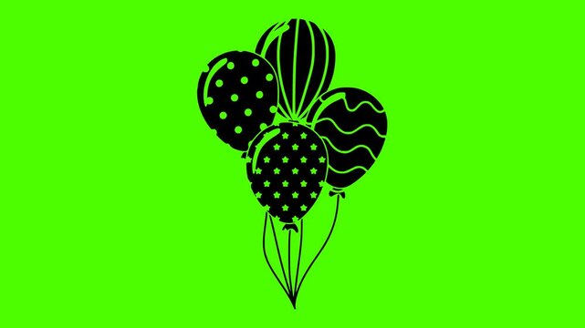 balloon illustration celebration silhouette videp logo green icon screen outline party background ballon birthday holiday decoration anniversary gift festive shape invitation vector graphic background