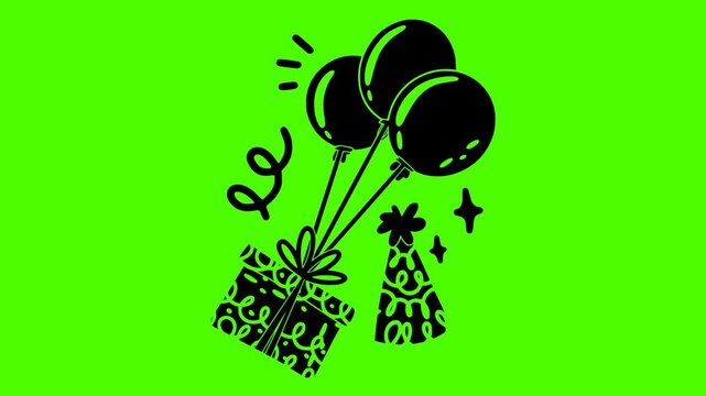balloon illustration celebration silhouette videp logo green icon screen outline party background ballon birthday holiday decoration anniversary gift festive shape invitation vector graphic background