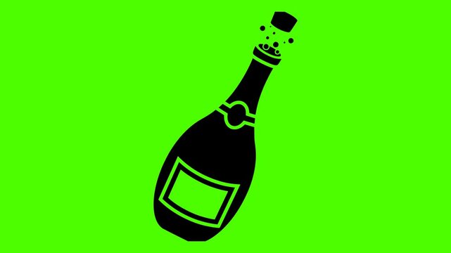 wine illustration champagne silhouette video logo green icon screen outline alcohol drink glass party bottle bar beverage celebration background shape for vector graphic background