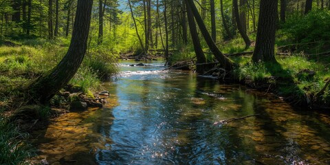Fototapeta premium Spacious living room featuring large windows, a black corner sofa, and a minimalist dining table, suitable for interior design planning