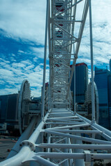ferris wheel against blue sky
