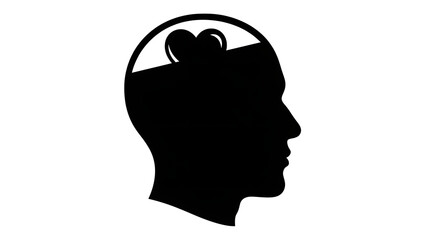 Silhouette of human head profile with heart inside