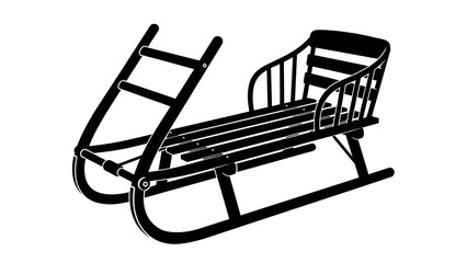 Classic wooden sled with detailed frame and runners