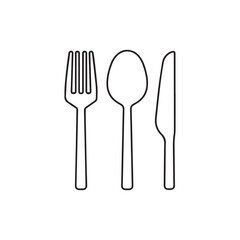 Minimal Cutlery Icon – Fork Spoon Knife Line Art Logo