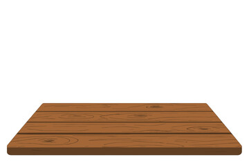 Empty brown wooden table top surface made of planks isolated on white background for product display