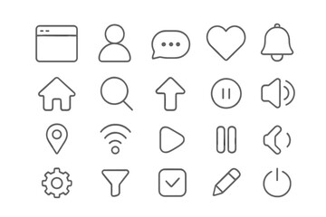 Essential user interface line icons for modern web and mobile application design projects