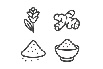 Ginger root, flower, and powder set for cooking, spice, and herbal medicine