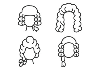 Historical court wigs and baroque periwigs in four different outline styles