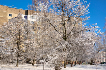 Typical multi-story building common  in Russia
