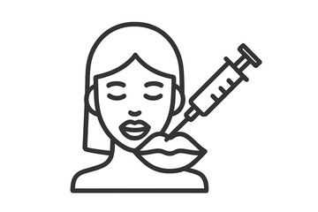 Aesthetic cosmetic procedure for lip augmentation using dermal filler injection on a woman's face