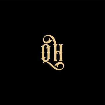 monogram modern logo initial royal concept QH Barock style design letter