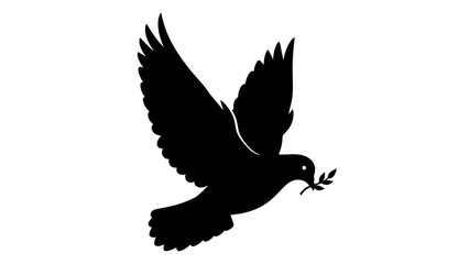 Obraz premium Dove with olive branch silhouette