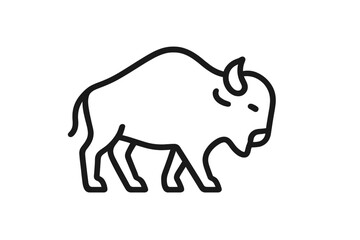 Minimalist graphic of a large American bison standing sideways on a white background