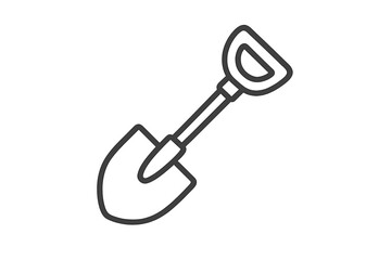 Outline icon of a garden shovel or spade tool used for digging and construction
