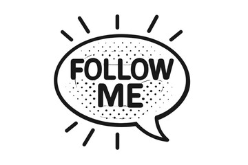Stylized speech bubble icon featuring the social media call to action phrase Follow Me
