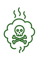 Universal hazardous warning symbol featuring a skull and crossbones inside a cloud of toxic vapor
