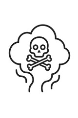 Toxic gas cloud with skull and crossbones symbol indicating danger or poison hazard