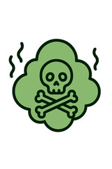 Hazardous chemical fumes or poisonous vapor cloud with a danger warning sign