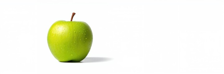 Green apple placed on a plain white surface used as a clean background for product display