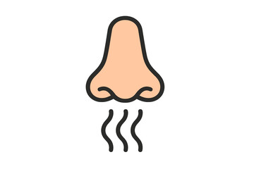 Simple graphic representation of a human nose detecting an odor or scent