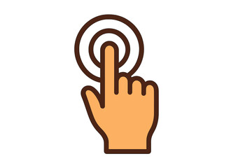Hand cursor icon pressing a button or screen element for digital interaction