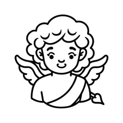 A cute cartoon baby angel with a heart vector illustration