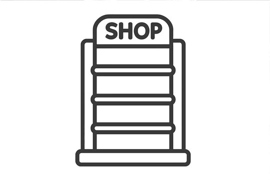 Empty retail shop display shelf and store rack ready for product placement and merchandising