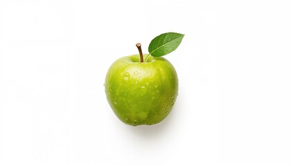 Green apple isolated on white background used as a fresh food ingredient, summer season, Earth Day