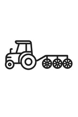 Farm tractor pulling heavy machinery for soil cultivation and planting