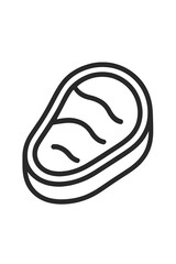 Stylized outline drawing of a raw meat steak cut for culinary and butcher shop designs