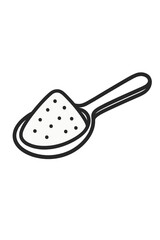 Outline style measuring spoon filled with powdered ingredient like sugar, flour, or spice