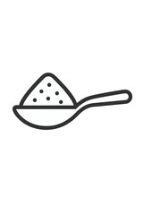 Simple black and white line drawing of a measuring spoon holding a pile of granular powder