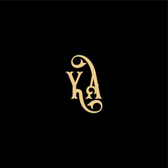 YA letter initial royal concept Barock style design monogram modern logo