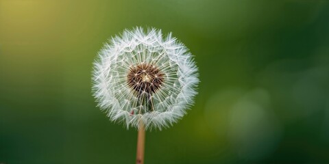 Close-up of a dandelion seed head with detailed feathery structures, natural background emphasizing delicate plant textures, Earth Day