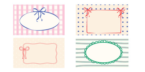 Whimsical patterned label frame collection. Coquette stripe and dot shapes perfect for invitations