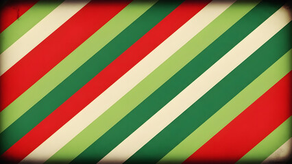 Vintage Christmas Striped Pattern in Red and Green.